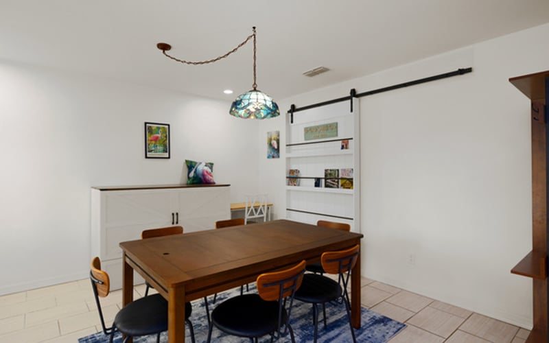 Queen Murphy bed/Game room